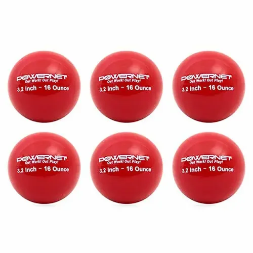 PowerNet Heavy Weighted Training Balls 3.2 Inch - 3.2" 16 Oz Red 6 pack