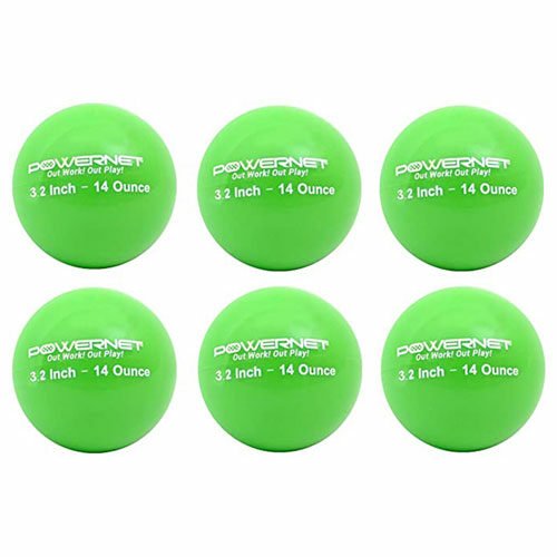 PowerNet Heavy Weighted Training Balls 3.2 Inch - 3.2" 14 Oz Green 6 pack