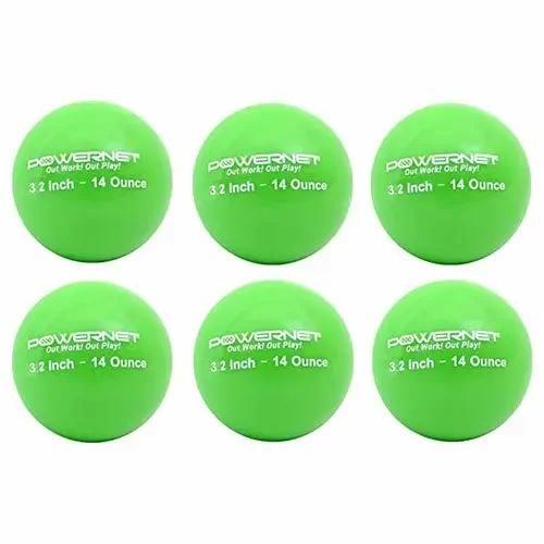 PowerNet Heavy Weighted Training Balls 3.2 Inch - 3.2" 14 Oz Green 6 pack