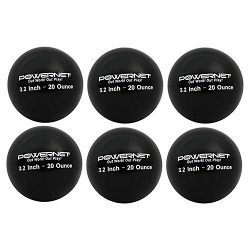 PowerNet Heavy Weighted Training Balls 3.2 Inch - 3.2" 20 Oz Black 6 pack